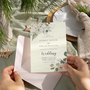 Winter Floral   Ivory Informal Wedding Invitation