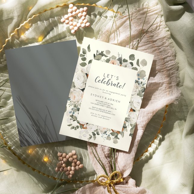 Winter Floral | Ivory Let's Celebrate Party  Invitation (Creator Uploaded)
