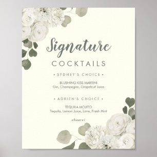 Winter Floral   Ivory Signature Cocktails Sign