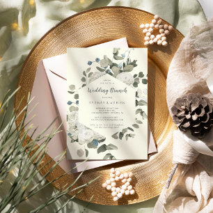 Winter Floral   Ivory Wedding Brunch Invitation
