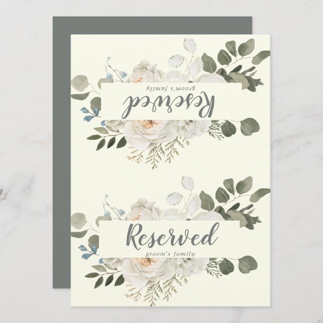 Winter Floral | Ivory Wedding Reserved Sign (Front/Back)