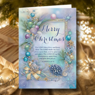 Winter Floral KJV Bible Verse Christian Christmas Holiday Card
