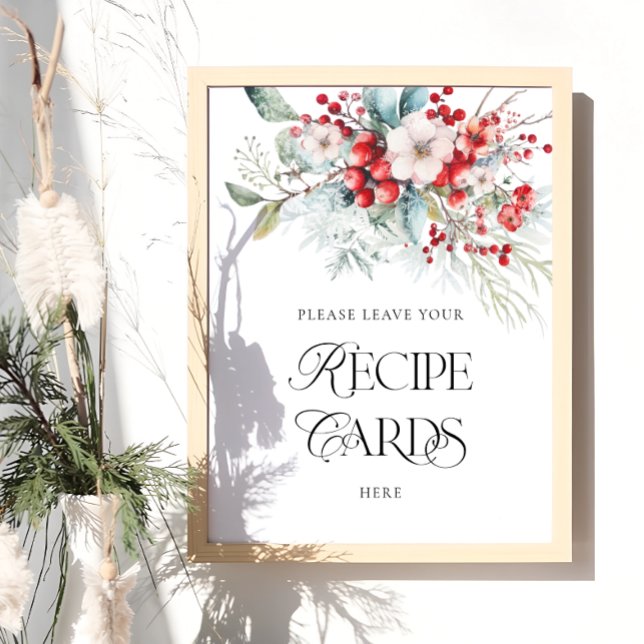 Winter Floral Leave Your Recipe Card Here Poster (Creator Uploaded)