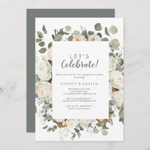 Winter Floral Let's Celebrate Party Invitation