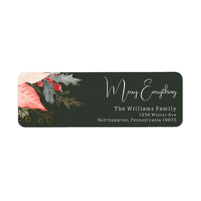 Winter Floral Merry Everything Return Address Label (Front)