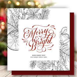 Winter Floral Minimalist   Christmas Wreath Square Holiday Card