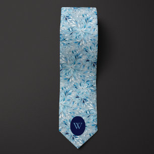 Winter Floral Monogram Tie