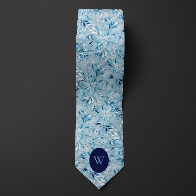 Winter Floral Monogram Tie (Creator Uploaded)