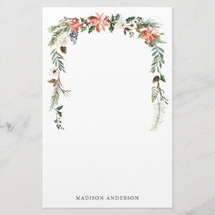 Winter Floral   Personalised Holiday Stationery