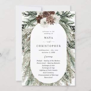 Winter Floral & Pine 2 Wedding Ceremony Program