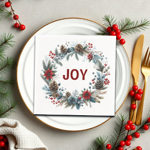 Winter Floral Pine Cones Wreath Napkin