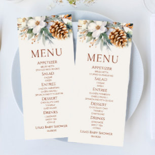 Winter Floral Pine Tree Baby Shower Food Menu