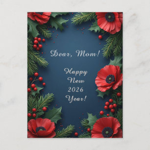 🎄 Winter Floral Poinsettia Elegance ❄️ Festive  Postcard