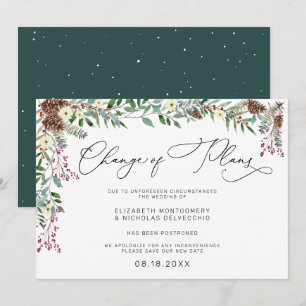 Winter Floral Postponed Wedding Announcement