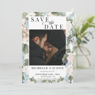 Winter Floral   Rustic Photo Wedding Save The Date