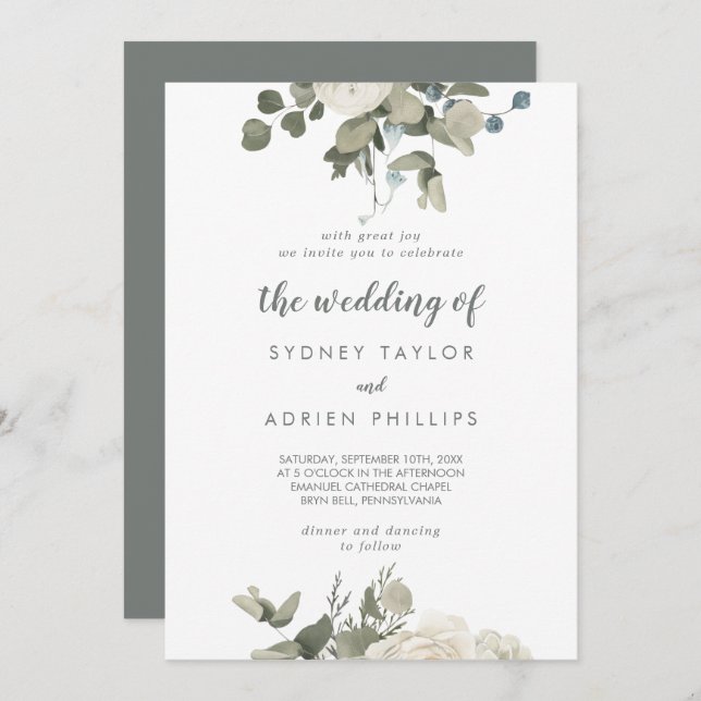 Winter Floral The Wedding Of Invitation (Front/Back)