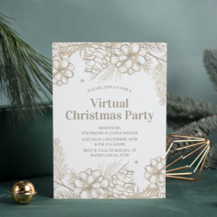 Winter Floral Virtual Christmas Party Online Invitation