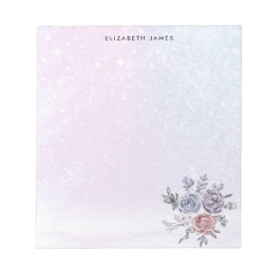 Winter Floral Watercolor Personalised Notepad