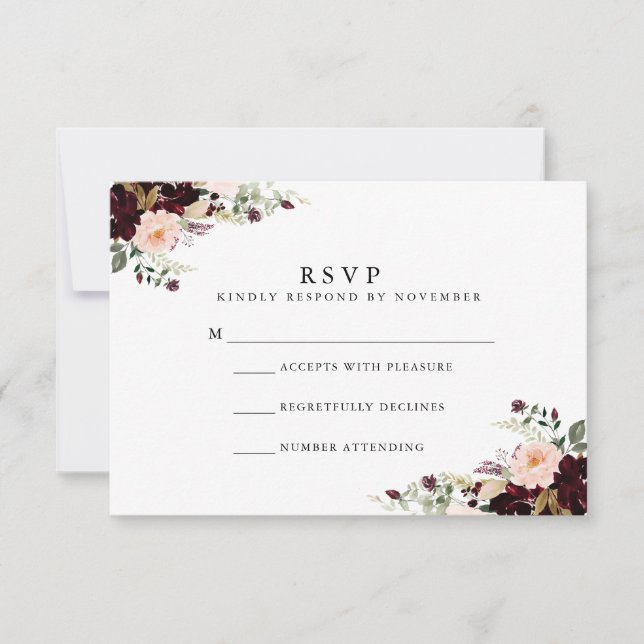 Winter Floral Watercolor RSVP (Front)