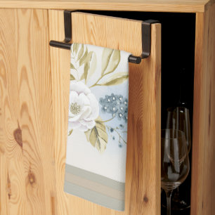 Winter Floral Watercolor Tea Towel