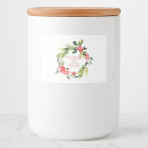 Winter Floral Watercolor Wreath Wedding Food Label