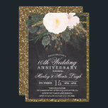 Winter Floral Wedding Anniversary Invitation<br><div class="desc">Winter Floral Glitter Chalk Chalkboard Wedding Anniversary Invitation

Floral artwork by: www.createthecut.com</div>