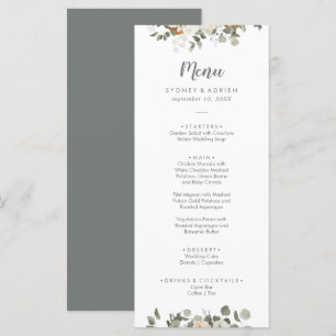 Winter Floral Wedding Dinner Menu