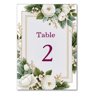 Winter Floral Wedding Dusty blue Table Number
