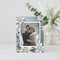 Winter floral wedding photo thank you
