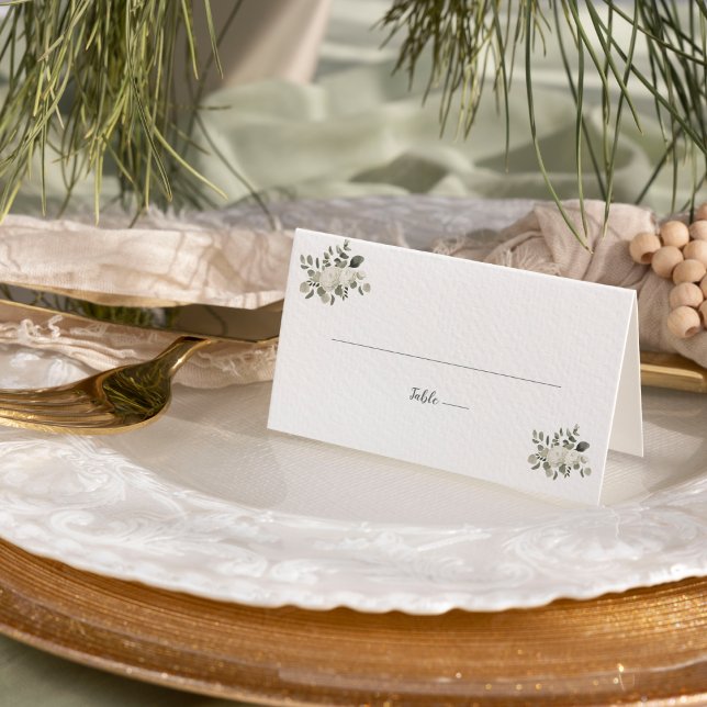 Winter Floral Wedding Place Card (Creator Uploaded)