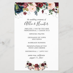 Winter Floral Wedding Program  Flyer