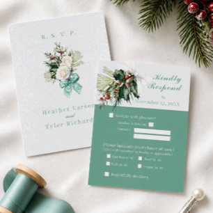 Winter Floral Wedding RSVP Card