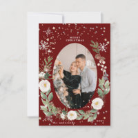 winter floral wreath photo happy holiday card