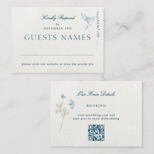 Winter Florals Classic Wedding QR CODE RSVP Card