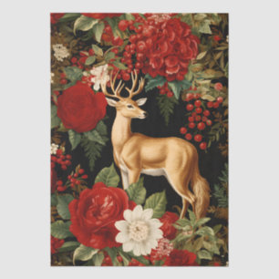 Winter Florals & Deer Decoupage Tissue Paper