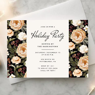 Winter Florals Elegant Holiday Party Invitation
