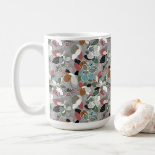 Winter Florals Grey Black Coffee Mug