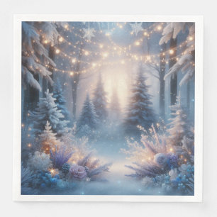 Winter Florals in Frosted Pines Dinner Napkins