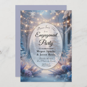Winter Florals in Frosted Pines Engagement Party Invitation