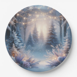 Winter Florals in Frosted Pines Paper Plates