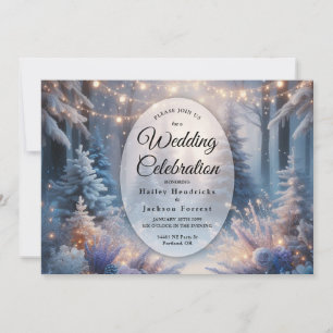 Winter Florals in Frosted Pines Wedding Invitation