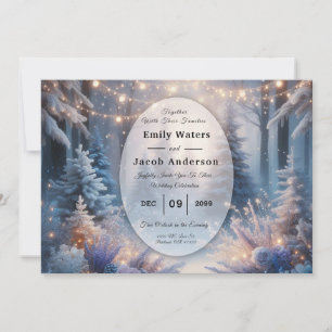 Winter Florals in Frosted Pines Wedding Invitation
