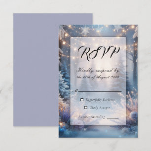 Winter Florals in Frosted Pines Wedding RSVP Card