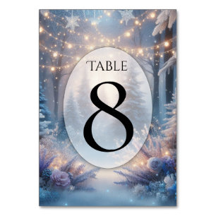 Winter Florals in Frosted Pines Wedding Table Number