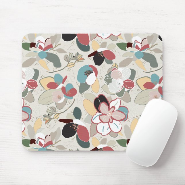 Winter Florals Neutrals Mouse Pad (With Mouse)