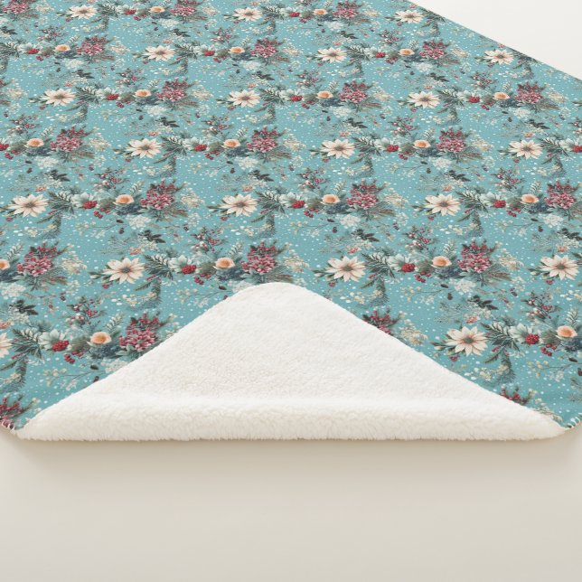 Winter Florals Sherpa Blanket (3/4)