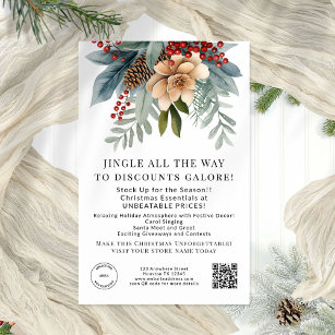 Winter Florals Store Christmas Offers QR Code Flyer