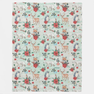 Winter Florest Animals Christmas Pattern Fleece Blanket