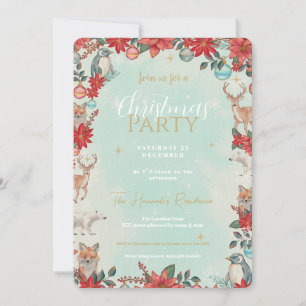 Winter Florest Animals Christmas Pattern Invitation