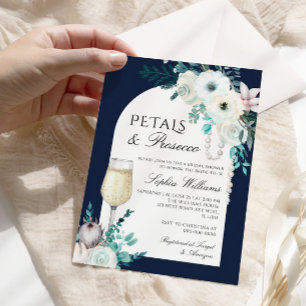 Winter Flower Arch Petals & Prosecco Bridal Shower Invitation